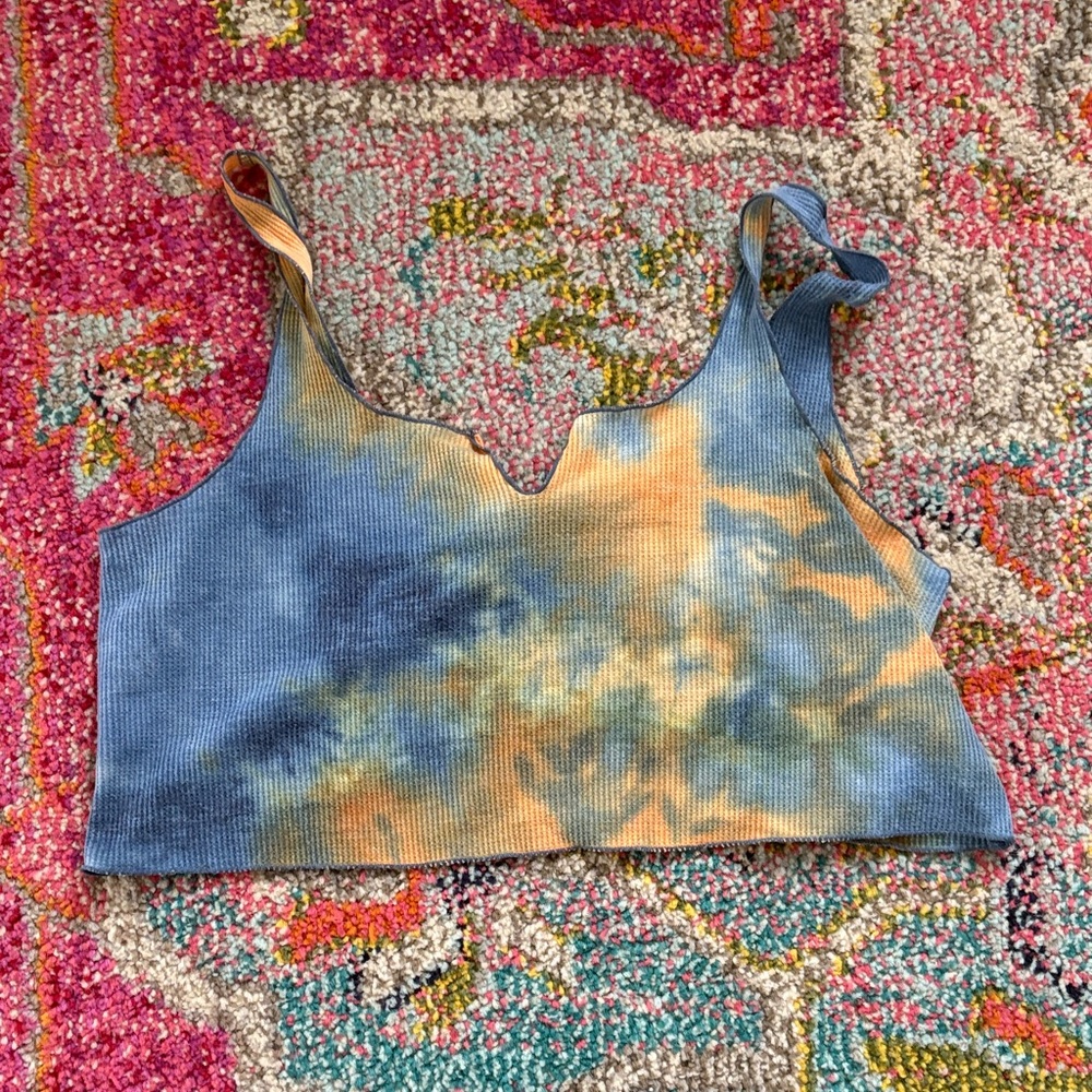 Tie-Dye Waffle Knit Crop Top